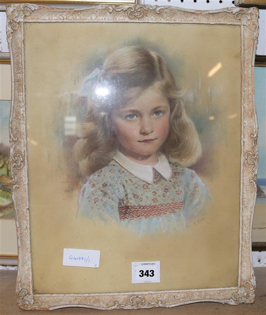 Pastel portrait of a young girl